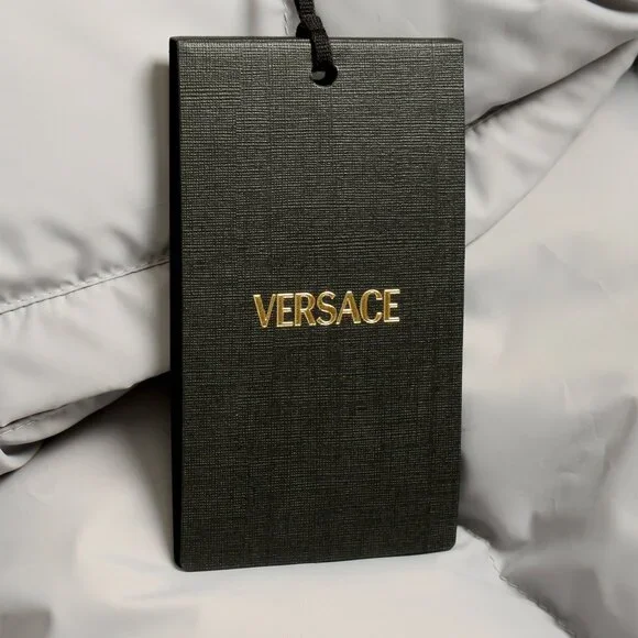 Versace Men's Gray Greca Print Down Sleeveless Jacket Puffer Vest US S IT 48